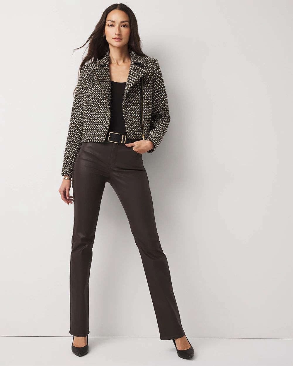 Metallic Tweed Moto Jacket