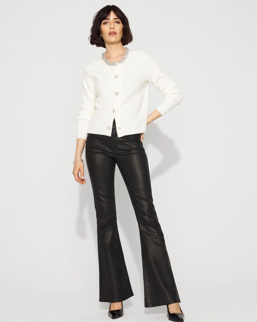 Petite Coated Flare Jean