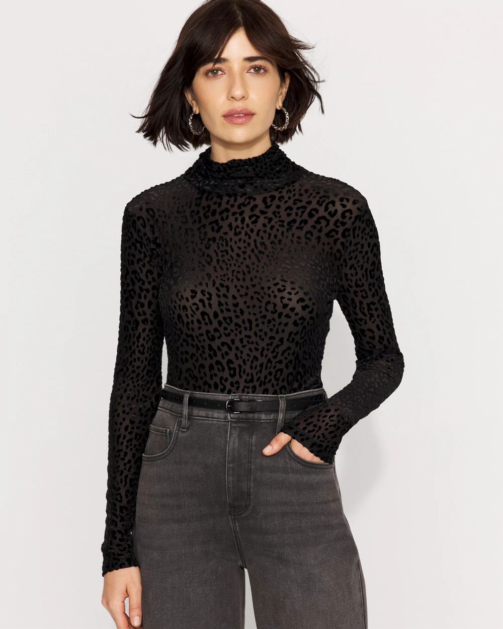 WHBM FORME™ Burnout Leopard Print Velvet Top