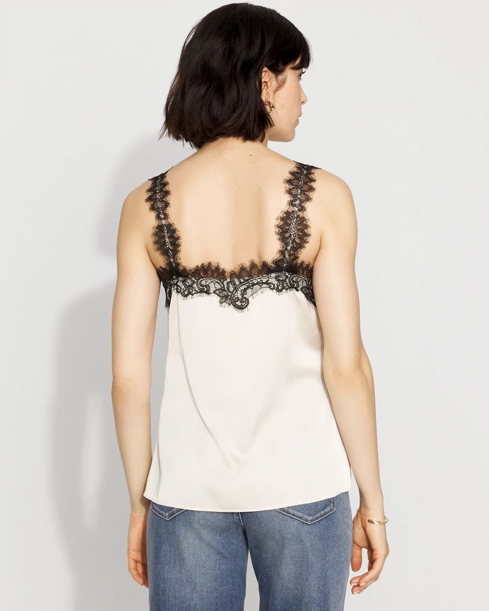 Petite Lace Trimmed Satin Camisole