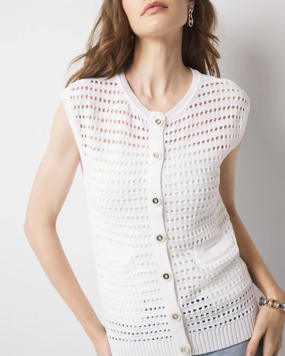 Open Stitch Long Vest