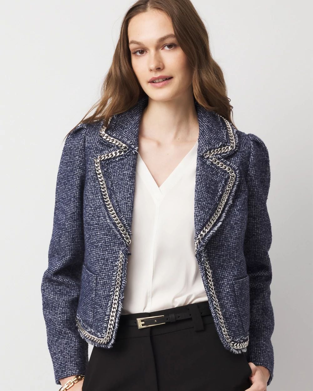 Chain Trim Tweed Jacket